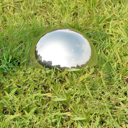 Nerien 8 Inch Gazing Ball, Stainless Steel Garden Mirror Globe, Polished Ornament Sphere, Hollow Floating Reflective Hemisphere for Home Outdoor Pond Housewarming Swimming Pool Decoration, Silver