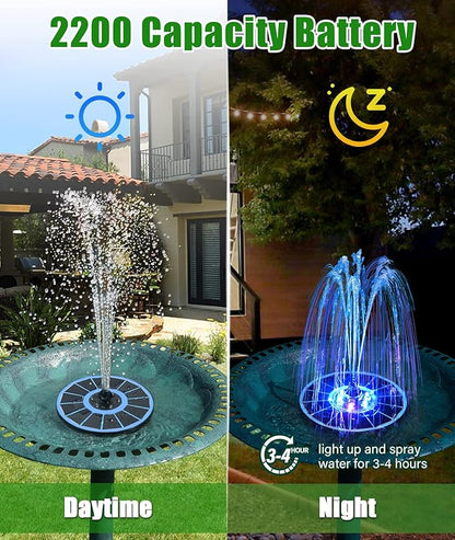 SZMP Solar Fountain Pump Upgraded 100% Glass Panel, 3.5W Solar Powered Fountain Built-in 2000 Battery with 7 Nozzle & 4 Fixer, Solar Fountain for Bird Bath, Pond, Fish Tank, Outdoor