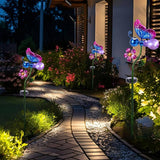 VCUTEKA Solar Garden Lights Metal Flower Decor Colorful Solar Pathway Light with LED Cracked Crystal Ball Outdoor Decorative Stake for Patio Yard Lawn Garden Decor (Purple)