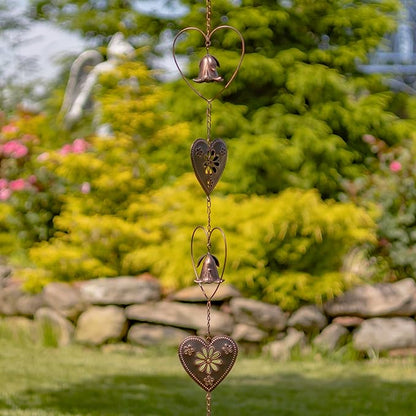 Zaer Ltd. Ornate Hanging Rain Chains (Bronze Finish, Hearts)