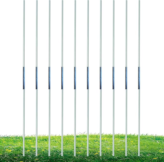 20 Pack 15in Glass Fiber Yard Sign Stakes with 20 Stainless Steel Connectors, 3.5mm Diameter, Adjustable Length for Hollow Board Signage, Outdoor Grass Installation, Durable & Lightweight