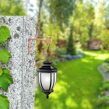 Monarch Abode Plant Hangers – Wall Mount Plant Hooks for Hanging Baskets, 6 Inch Metal Brushed Copper Fence Wall Plants Hanger for Outdoor Indoor, Flower Pot, Bird Feeder, Wind Chime Bracket, 2 Pack