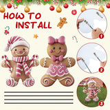 2 Pack Christmas Yard Stakes Metal Stakes 3D Boy and Girl Yard Sign Christmas Outdoor Decorations for Outside Holiday Xmas Winter Ornament Lawn Pathway(Pink Gingerbread Man Couple)
