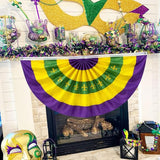 4Pack Graduation Decorations & Mardi Gras 2x4Ft Bunting Flag Purple Green Gold Bunting Banner Party Decor for Fence Porch Outdoor, Class of 2026 Graduation Party Supplies