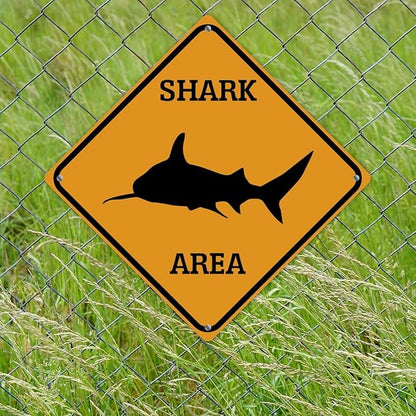 Fierce Fish Crossing Xing Sign Beware of Fierce Fish Metal Sign Ocean Animal Funny Warning Sign Crossing Zone Sign for Farm Yard Front Door Indoor Outdoor Street Sign 12x12in