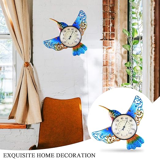 Thermometer Indoor Outdoor Patio Weather Thermometer Wall Hummingbird No Battery Required Hanging Decor Hygrometer