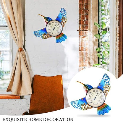 Thermometer Indoor Outdoor Patio Weather Thermometer Wall Hummingbird No Battery Required Hanging Decor Hygrometer