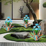 TOMBABY Huge Metal Agave Plants Outdoor Decoration Outdoor Garden Decorated with Flowers Mexican Yard Art Plant Garden Gift (Blue 2 Pack)