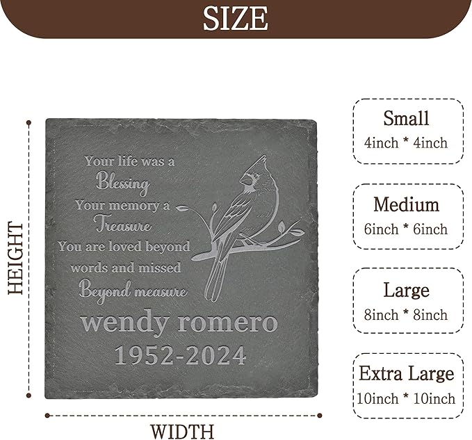 Personalized Memorial Stone Memorial Garden Stone - Sympathy Gifts for Loss of Dad, Mom or Loved One - Bereavement, Remembrance and Condolence Gift - Loved Beyond Words Square