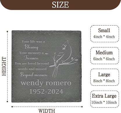 Personalized Memorial Stone Memorial Garden Stone - Sympathy Gifts for Loss of Dad, Mom or Loved One - Bereavement, Remembrance and Condolence Gift - Loved Beyond Words Square