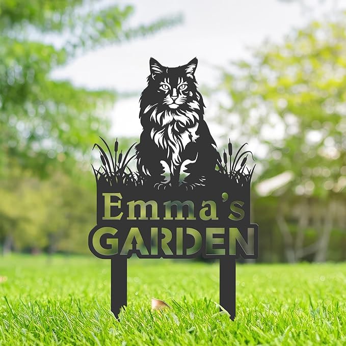 Personalized Cute Cat Kitten Metal Garden Sign,Custom Yard Sign With Stake,Outdoor Garden Décor,Pet Cat Lawn Garden Decorated Statue,Cat Sympathy Yard Metal Sign,Cat Lover Gifts Kailyard Plaque.