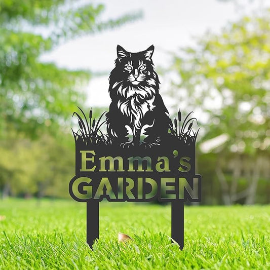 Personalized Cute Cat Kitten Metal Garden Sign,Custom Yard Sign With Stake,Outdoor Garden Décor,Pet Cat Lawn Garden Decorated Statue,Cat Sympathy Yard Metal Sign,Cat Lover Gifts Kailyard Plaque.