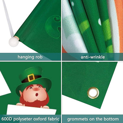 St Patricks Day Porch Decorations - Saint Shamrock Porch Sign Leprechaun Decor - Hanging Banners Decorations for Front Door Outside Yard Garden Party Supplies