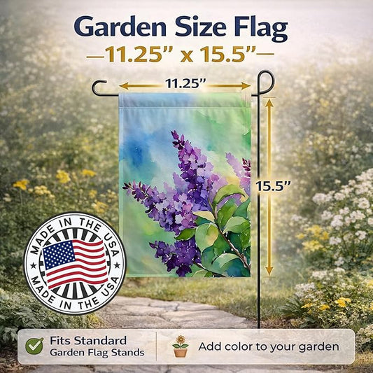 Caroline's Treasures New Hampshire Purple Lilac in Watercolor Garden Flag Mailbox Flag Decorative Yard Flag Banner Outside Patio Artwork Yard Flower Beds, Garden Size, Multicolor