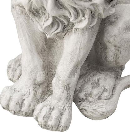 Glitzhome Guardian Sitting Lion Garden Statue MGO Outdoor Decoration, 20.75" H, White