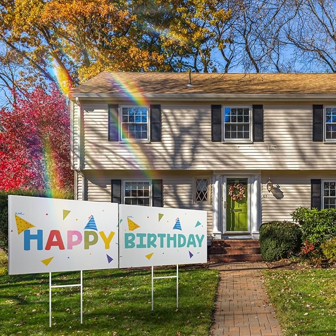12 Pack Large Blank Yard Signs 18 x 24" with Metal Stakes, White Plastic Yard Lawn Sign for Birthday Decoration,Garage Sale,Guidepost, Open House, Rent