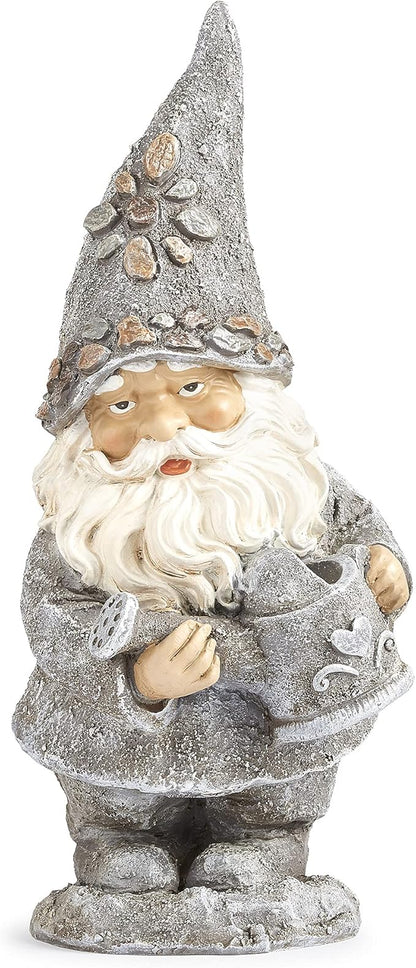 Roman Giftware Inc., Pudgy Pals Collection, Pebble Gnome with Kettle Statue, 14" H, Decorative, Garden Gift, Home Outdoor Decor, Durable, Long Lasting