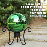VCUTEKA Gazing Ball, Glass Mirror Polished Hollow Ball Reflective Garden Sphere, Gazing Globe for Home Garden Lawn Outdoor Ornament Yard Decorative, 10-Inch, Green