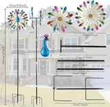 65 Inch Colorful Peacock Wind Spinner Outdoor, Two-Sided Windmill for Yard with Vibrant Front & Solid Blue Back, Large Metal Garden Wind Spinners and Statement Outdoor Garden Decor
