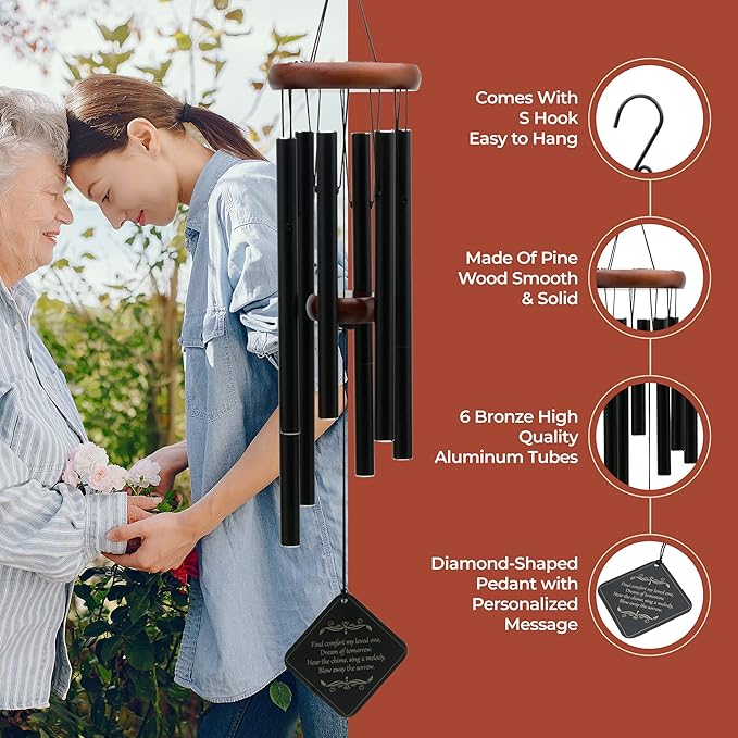 Personalized Memorial Wind Chimes Sympathy Memorial for Loss of Father Or Memorial for Loss of Mother Remembrance Windchimes Loss of A Loved One, Memory Bereavement & Funeral