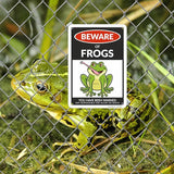 SmartSign Funny Beware Of Frogs Warning Sign - 10"x7", 40 mil Laminated Rust-free Aluminum - Metal Signs for Wall Decor, Outdoors, Patio, Gifts, Cafe - Frogs Theme, Made in USA