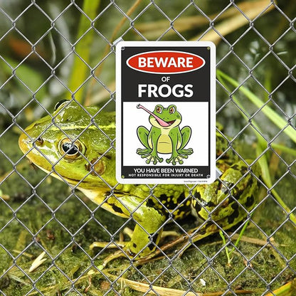 SmartSign Funny Beware Of Frogs Warning Sign - 10"x7", 40 mil Laminated Rust-free Aluminum - Metal Signs for Wall Decor, Outdoors, Patio, Gifts, Cafe - Frogs Theme, Made in USA