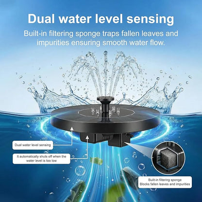 Solar Fountain for Bird Bath with Lights, Solar Bird Bath Fountains with 7 Nozzles, Outdoor Solars Water Fountain Pump for Birds Baths, Garden, Pool, Pond