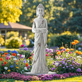 42" Extra-Large Buddha Outdoor Statue with Birdfeeder, Tall Zen Meditative Buddha Figures, Durable Weatherproof MGO Sculpture for Garden, Patio, Yard, Porch or Indoor Home Decor