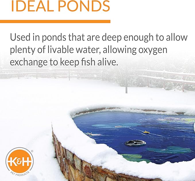 K&H Pet Products Pond Heater for Outdoor Ponds with Fish, Deluxe Thermo-Pond Perfect Climate Deicer, Winter Oxygen Exchange for Live Fish, Thermostatically Controlled, Safety Listed - 7in 250W
