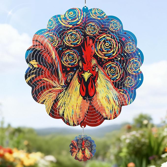 Wind Spinners Outdoor, IDEA SHOW 12In Stainless Steel Wind Spinners Outside, 3D Kinetic Hanging Sculpture, Rustproof Metal Garden Decor Ornaments for Yard Art, Women, Men, Holidays