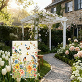 Baccessor Spring Floral Birds Garden Flag Double Sided 12.5x18 Inch Burlap with Clip and Stopper,Flower Butterflies Flag Seasonal Farmhouse Front Yard Lawn Summer Outside Outdoor Decoration