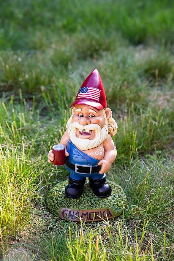 BigMouth Inc Gnamerica Garden Gnome Statue, Outdoor Lawn & Yard Figurine Sculpture Decorations for America Lovers, Funny Political Gag Gift
