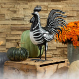 Evergreen Garden 19" Skeleton Rooster Metal Animal Statue | Indoor and Outdoor Safe | Halloween Decoration for Garden Yard Lawn Party | Rustic Farmhouse Chicken Decor