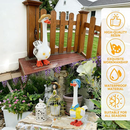 Long Neck Goose Garden Statue,Funny Resin Porch Goose with Humorous Design for Lawn Garden Decor Farmhouse Patio Yard Art,Birthdays Thanksgiving, 7.9 in(B)