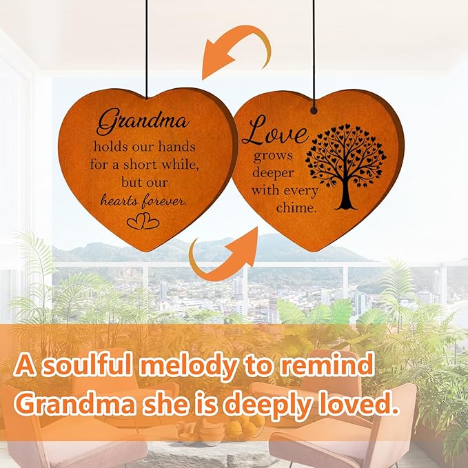 Gifts for Grandma, 25.5" Aluminum Wind Chimes for Outside with Heart Catcher, Grandma Birthday Gift from Grandchildren for Grandmother, Nana Gifts for Birthday, Christmas, Thanksgiving, Home Decor