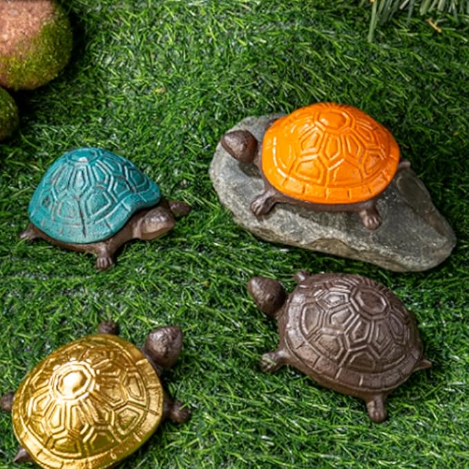 Spare Key Hiders Outside Cast Iron Turtle Hidden Key Holder for Outdoor, Yard, Patio Hide A Key and Decoration Garden, Antique Blue