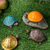 Spare Key Hiders Outside Cast Iron Turtle Hidden Key Holder for Outdoor, Yard, Patio Hide A Key and Decoration Garden, Antique Blue
