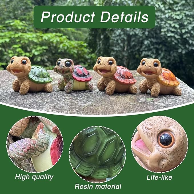 Turtle Outdoor Garden Decor | Desk Accessories for Women & Cute Stuff Turtle Decor | Decor for Shelf, Yard Patio, Office, Funny Turtle Gift for Women, Mother’s Day, Birthday (Green)