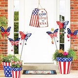 6 Pcs 4th of July Decorations Outdoor,18.2" Red White Blue Metal Butterfly Decorative Garden Stakes for Independence Day,Americana Patriotic Yard Signs Decor for Garden Lawn Porch
