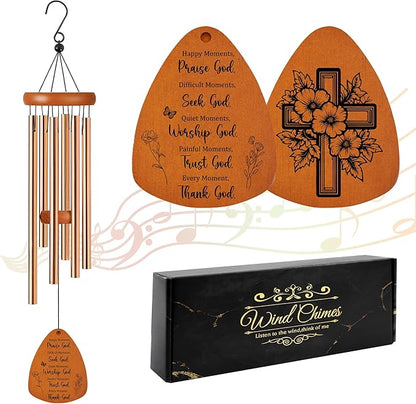 Christian Wind Chimes for Outside, Faith-Inspired Inspirational Windchimes for Garden Patio Yard Decor, Religious Gifts for Women, Men, Christian, Loved Ones