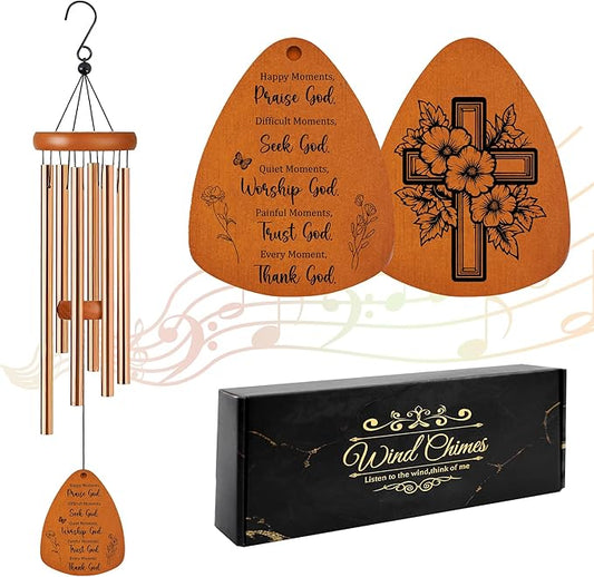 Christian Wind Chimes for Outside, Faith-Inspired Inspirational Windchimes for Garden Patio Yard Decor, Religious Gifts for Women, Men, Christian, Loved Ones