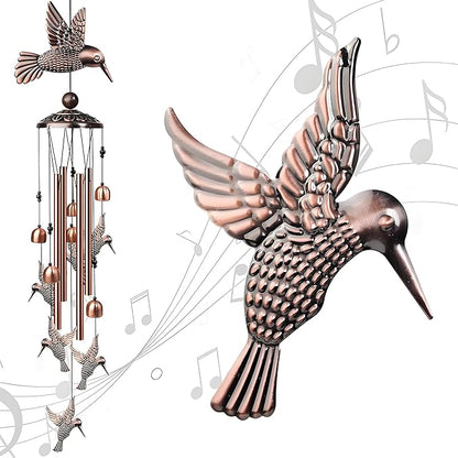 Hummingbird Wind Chimes for Outside, Decorative Wind Chime Hummingbird Gifts for Women/Mom/Grandma, Memorial Windchimes Outdoors with S Hook for Patio Garden Decor