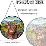 Flowers Highland Stained Glass Window Hanging Cow Sun Catcher Cowgirl Decor Highland Cow Gifts for Women Christmas Suncatchers for Home Windows Hanging Decoration, 7.87inch