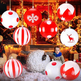 Leyndo 18 Pcs 9 Inch Inflatable Christmas Balls PVC Outdoor Christmas Decorations Xmas Hanging Ball Ornaments for Indoor Outdoor Yard Tree Home Patio Party Festive