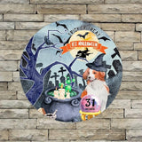 Retro Metal Sign 12"x12",Happy Halloween Scary Night Grave Witch Bats Trick Or Treat Dog Aluminum Tin Metal Sign for Home Living Room Bedroom Garden Farm Patio Decor Wall Art Poster