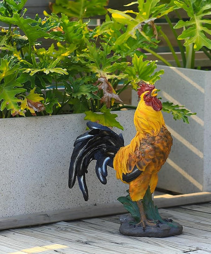 Chicken Statue Outdoor Decor,18.1''(H) Realistic Crowing Rooster Garden Sculptures for Yard Lawn,Resin Animal Figurines Home Porch Patio Art Decorations