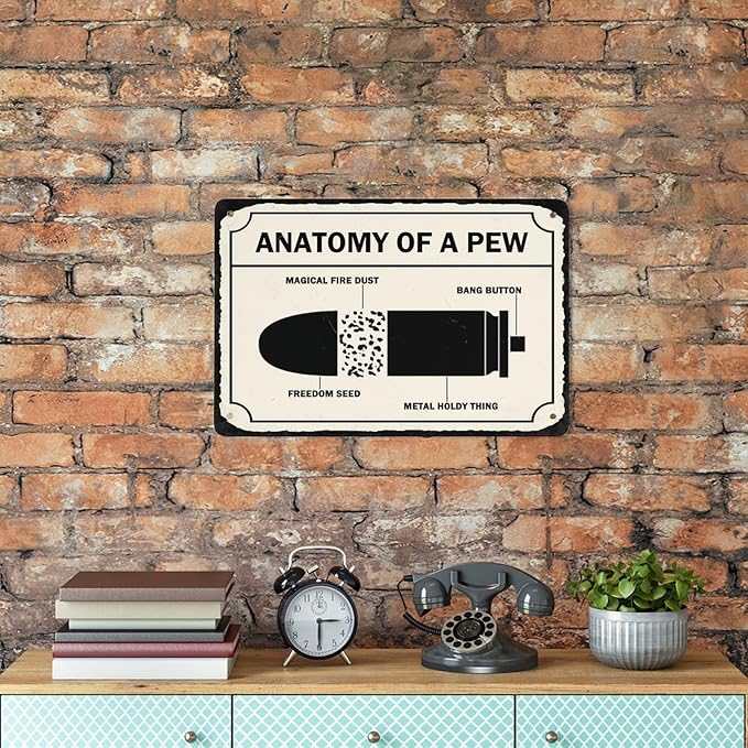 Warning Sign, Anatomy Of A Pew, Private Property Yard Metal Tin Sign Wall Decor, Industrial Grade Aluminum 8X12 Inch