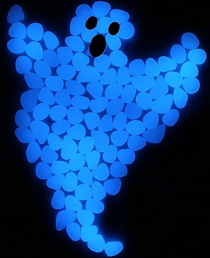 Glow Stones, Glowing in the Dark Pebbles 150pcs for Walkways, Window, Yard Grass, Driveway, Outdoor Decor DIY Decorative Gravel Stones, Fish Tank Decoration (Blue)