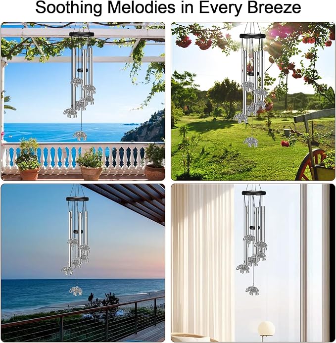 Virekm Windchimes Outdoors Clearance, Door Chime Wind Chimes for Outside Sympathy Wind Chimes for Patio Decoration, Garden Decor. Zen Garden Decor（Elephant）