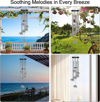 Virekm Windchimes Outdoors Clearance, Door Chime Wind Chimes for Outside Sympathy Wind Chimes for Patio Decoration, Garden Decor. Zen Garden Decor（Elephant）